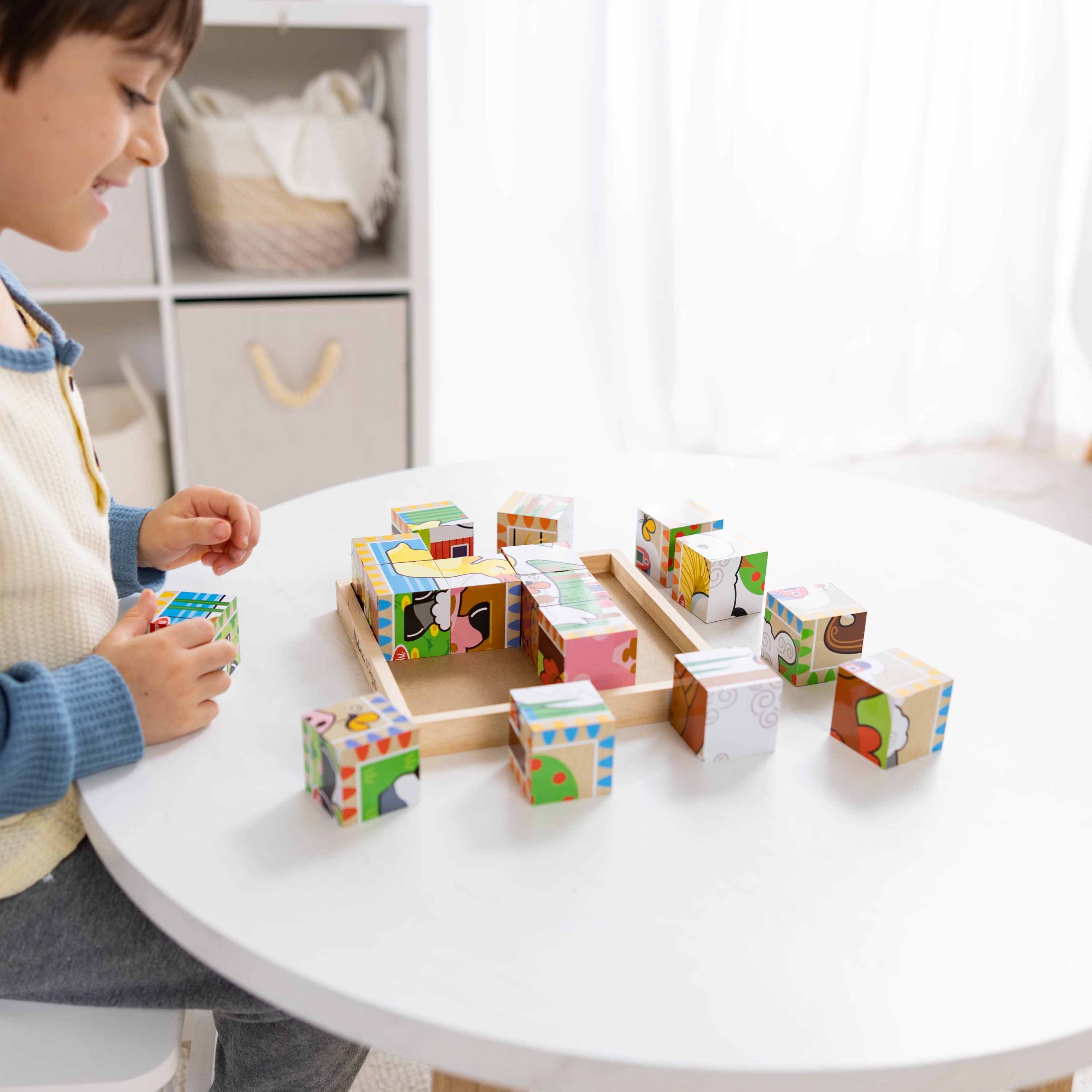 Melissa & Doug Farm Wooden Cube Puzzle With Storage Tray - 6