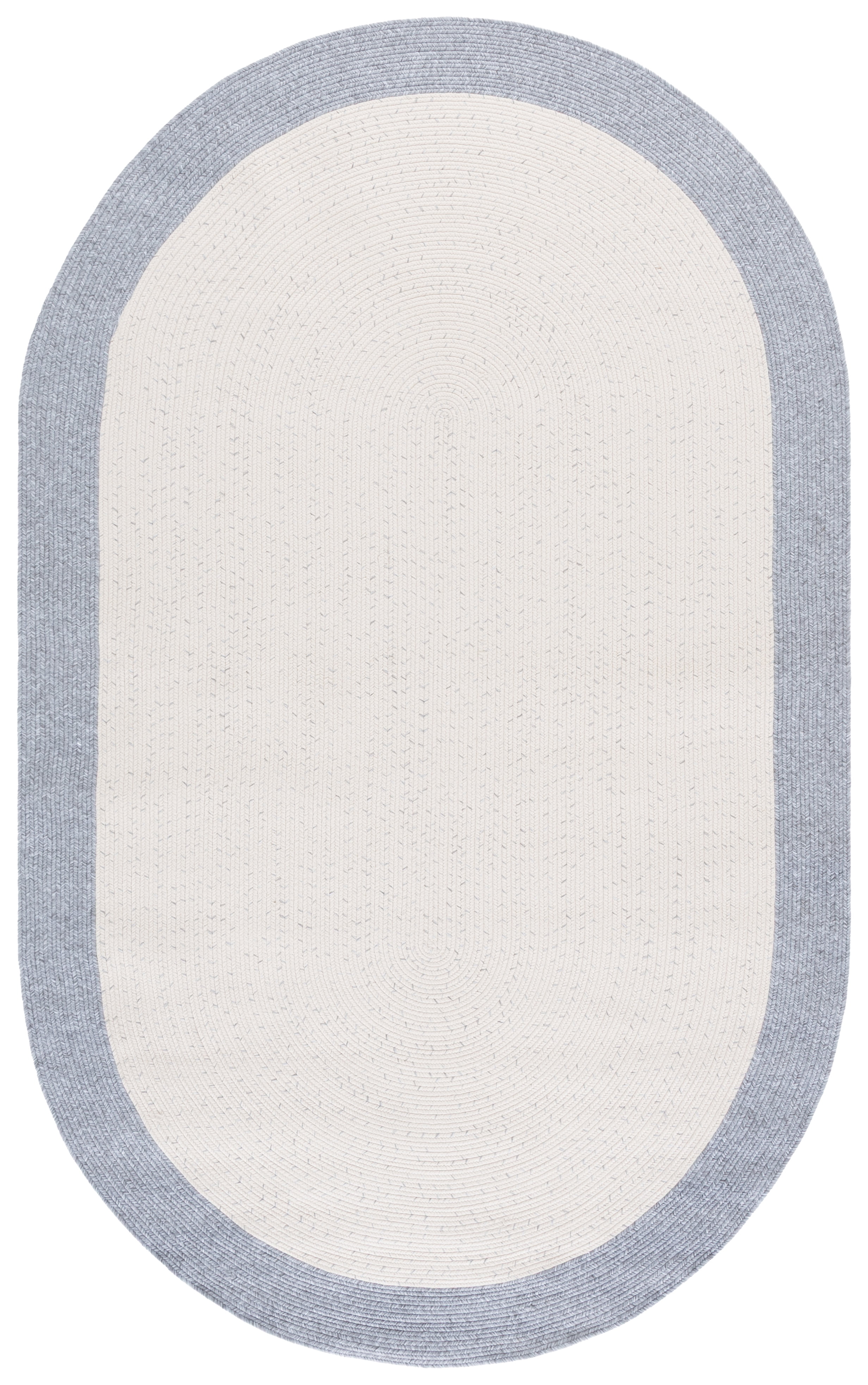 Safavieh Braided Victor Bordered Machine Washable Reversible Area Rug, Ivory/Gray, 5' x 8' Oval