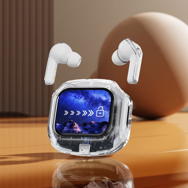 BotaniNest Earphones In Ear LCD Color Screen Noise Reduction Transparent Long Endurance Sports Earphones