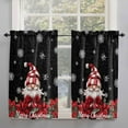 thumbnail image 2 of Black Gnomes Christmas Kitchen Curtain 2 Panels Curtains 45 Inch Length, Snowflake Xmas Poinsettia Curtains Rod Pocket Curtains Window Drapes Treatment Window Cafe Curtains, 2 of 5
