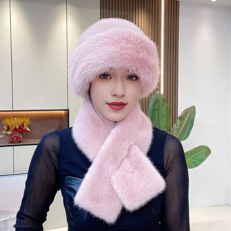 2 Pcs/Set Women Winter Hat Scarf Set Fuzzy Plush Thickened  display picture 2