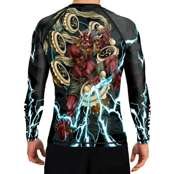 Raven Fightwear Men's The God of Thunder Raijin BJJ Rash Guard MMA Black