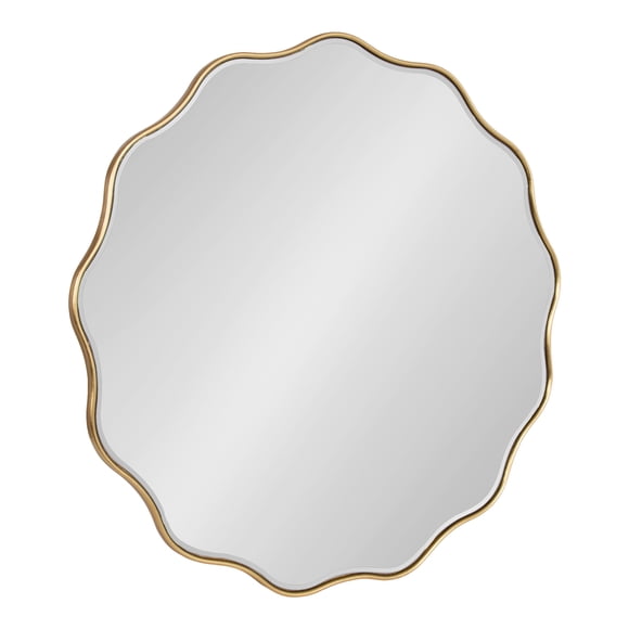 Kate and Laurel Viona Modern Scalloped Round Mirror, 32 Inch Diameter, Gold, Decorative Circle Wall Mirror with Unique Rippled Edge and a Glamorous Gold Finish