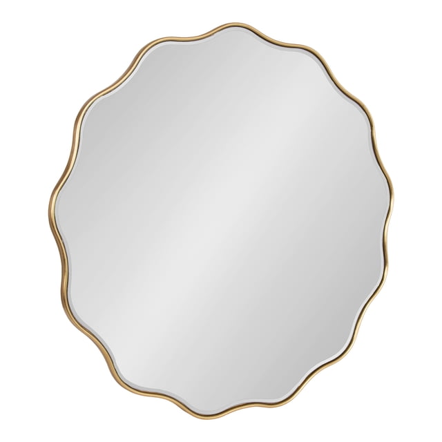 Kate and Laurel Viona Modern Scalloped Round Mirror, 32 Inch Diameter, Gold, Decorative Circle Wall Mirror with Unique Rippled Edge and a Glamorous Gold Finish