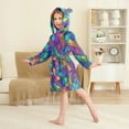 thumbnail image 2 of FORMRS Niños Bathrobe Unisex Hooded Robe Soft Plush Pajamas Sleepwear, Size 2-3T, Vibrant Stained Glass Pattern, 2 of 7