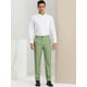 thumbnail image 3 of Pantalones a cuadros para hombre, informales, de corte regular, con frente plano, elásticos, a cuadros Verde blanco S, 3 of 6