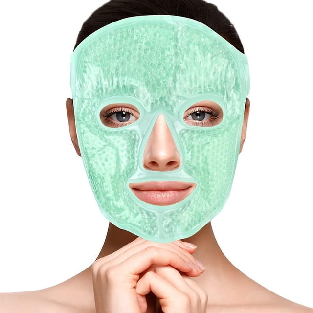 BRILLAR Máscara de ojos de gel refrescante - Reduce la hinchazón y las ojeras - Compresa fría para mujeres (verde)