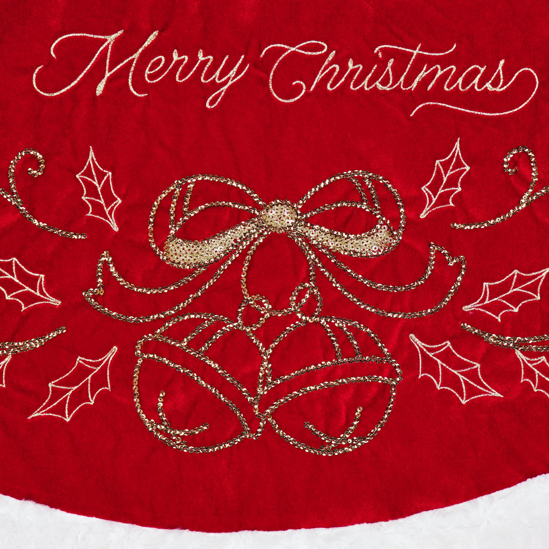 Velvet Merry Christmas Tree Skirt, Burgundy, 48", by Holiday Time