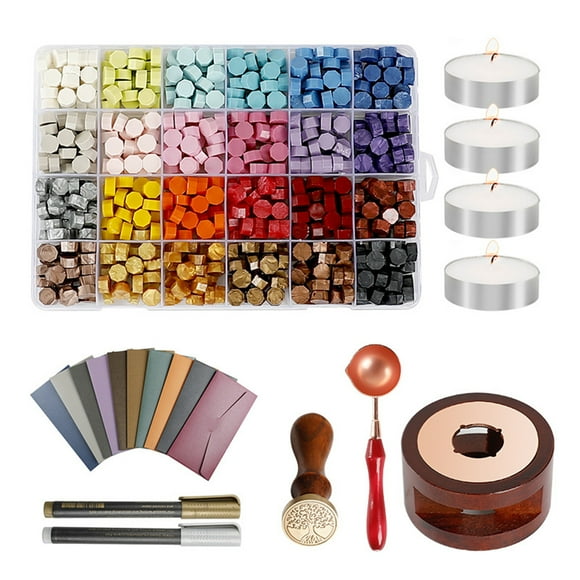 yeacher Wax Seal Kit 600pcs Sealing Wax Beads with Wax Seal Warmer Stamp Wax Melting Spoon Candles Envelopes Pens for Letter Cards Wedding Invitations Gift Wrapping Sealing Decoration Arts & Crafts