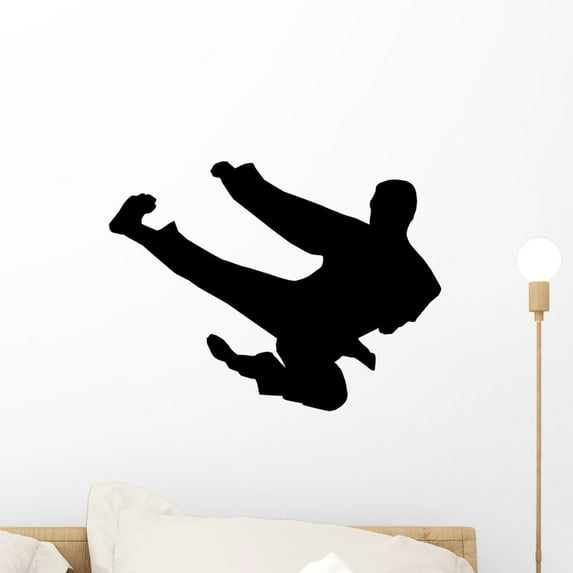 Karate Silhouette Wall Decal by Wallmonkeys Peel and Stick Graphic (18 in W x 13 in H) WM206706
