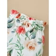 thumbnail image 5 of CARETOO Toddler Girl Clothes Cute Ruffle Short Sleeve T-Shirt Floral Pant+Headband 3Pcs Baby Girl Clothing Set 1-5T, 5 of 5
