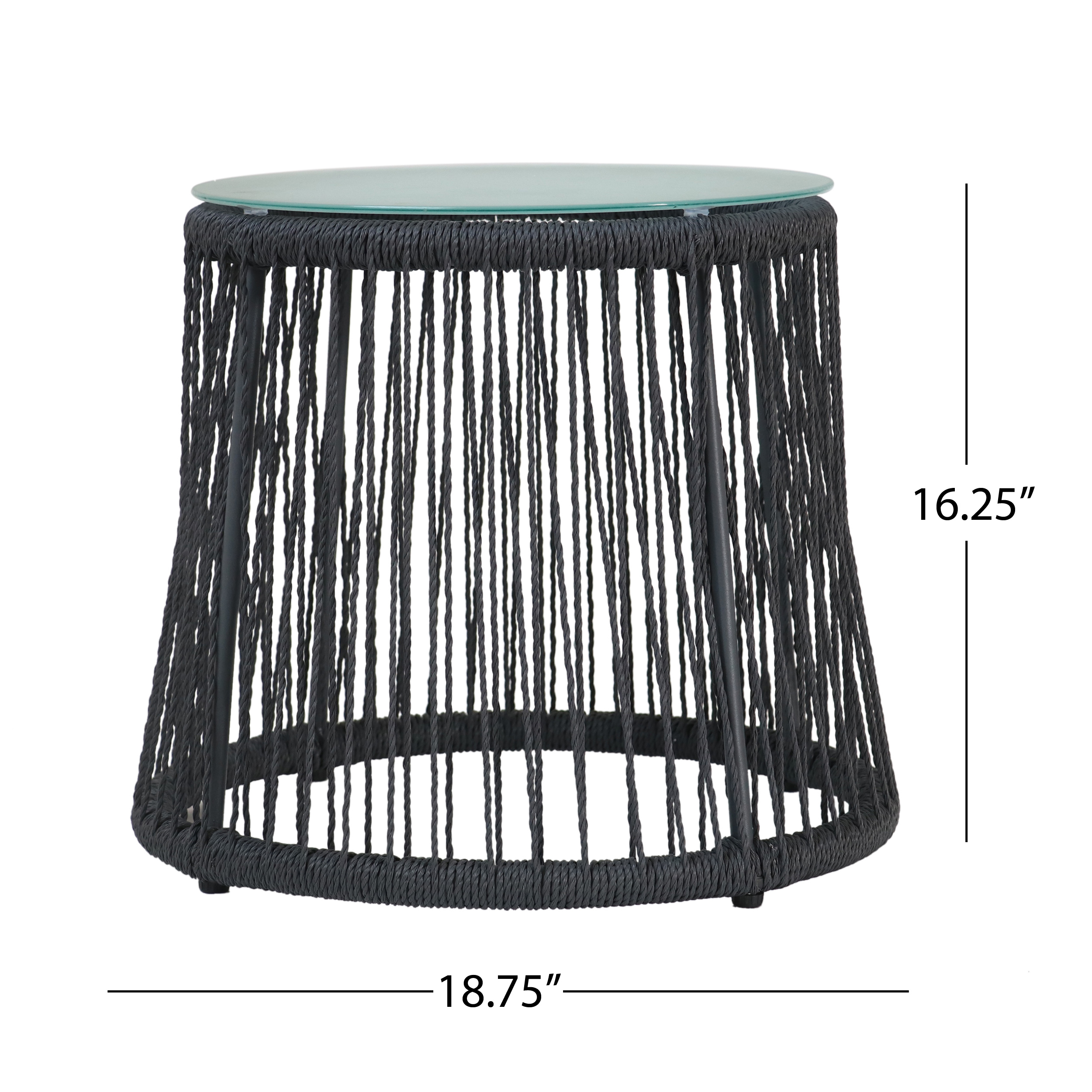 GDF Studio Sedona Indoor/Outdoor Rope and Glass Side Table, Dark Gray - image 4 of 8