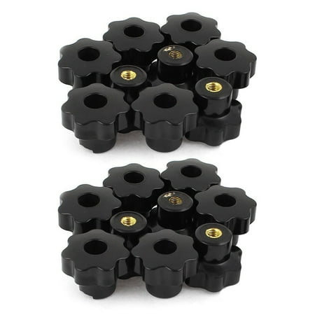 

20 Pcs 32mm Dia M6 Thread Screw on Type Star Head Clamping Knob Grip