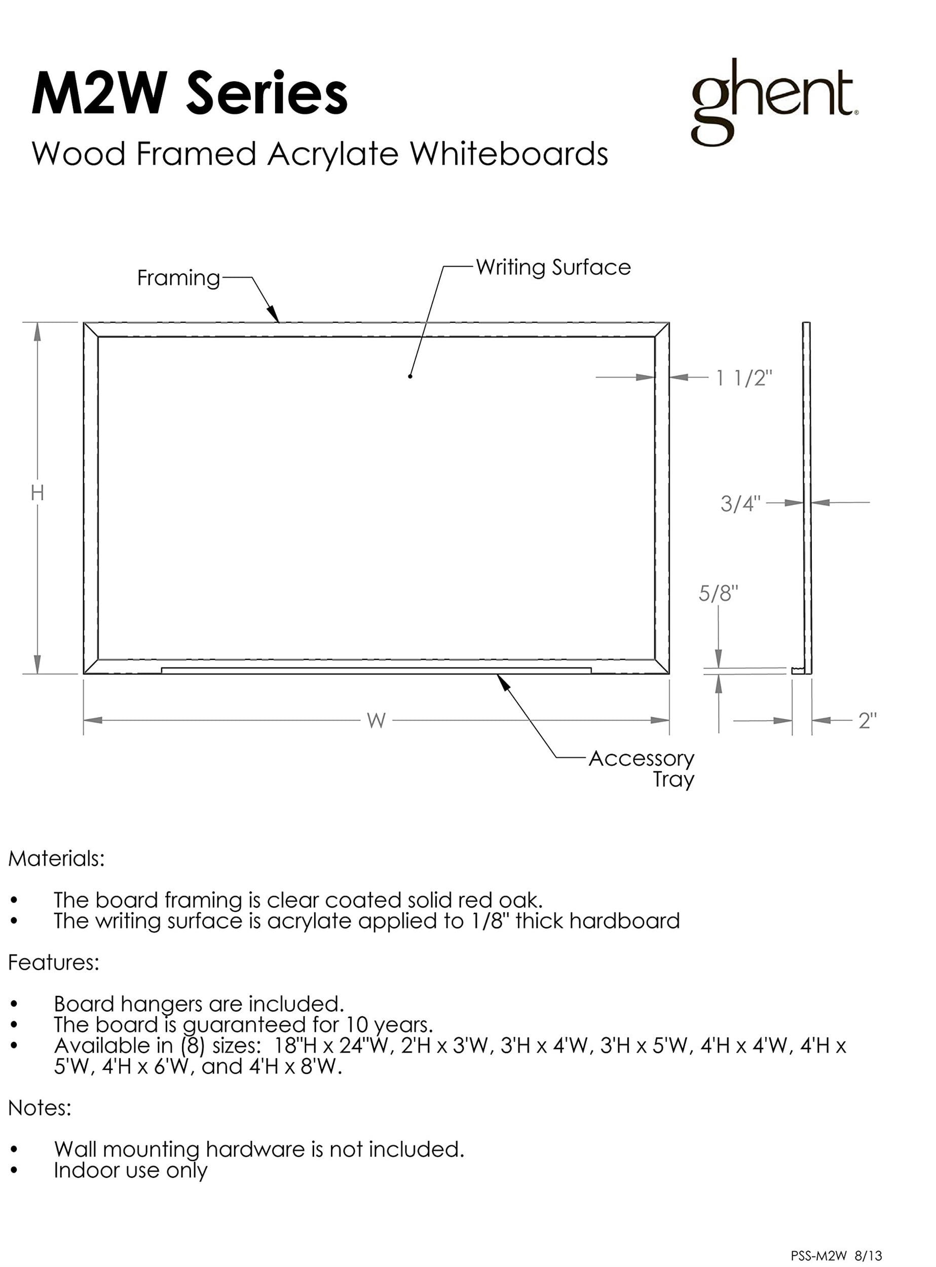 Ghent 48.5" x 48.5" Wood Frame Non-Magnetic Whiteboard