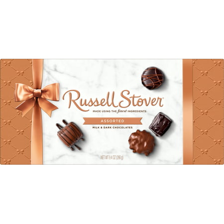 Russell Stover, Assorted Milk & Dark Chocolates, Chocolate Gift Box, 17 pieces in 9 delicious flavors 9.4 oz. Chocolates, The Perfect Gift