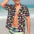 thumbnail image 5 of Lsque Rainbow Flowers pattern Hawaiian Shirt for Men, Unisex Summer Beach Casual Short Sleeve Button Down Shirts-Small, 5 of 9
