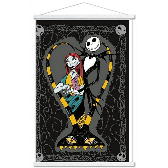 Disney Tim Burton's The Nightmare Before Christmas - Couple Wall Poster with Wooden Magnetic Frame, 22.375" x 34"