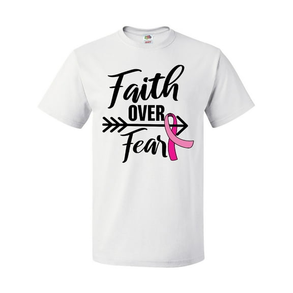 Inktastic Breast Cancer Awareness Faith over Fear with Pink Ribbon and Arrow T-Shirt
