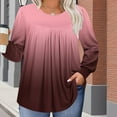 thumbnail image 5 of VgaVtl Long Sleeve T-Shirts Womens Fall Winter Oversized Womens Tops Fancy Casual Red Pleated Gradient Color Shirts,4XL, 5 of 6