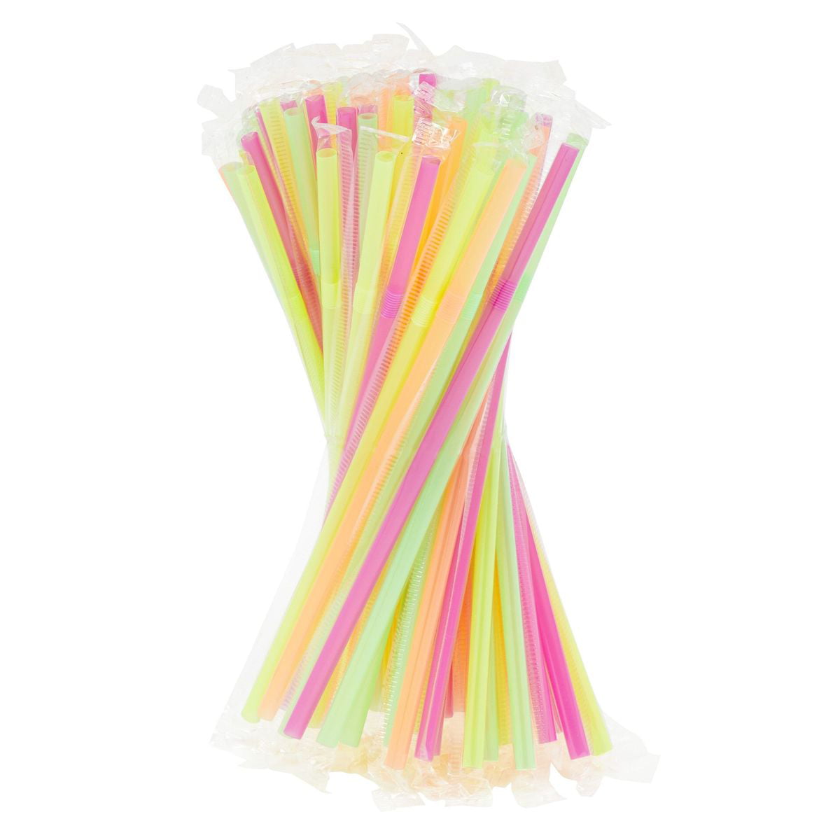 500 Pieces Neon Plastic Flexible Drinking Straws Bulk, Bandable Disposable  Individually Wrapped, Yellow and Pink (7.75 In ) 
