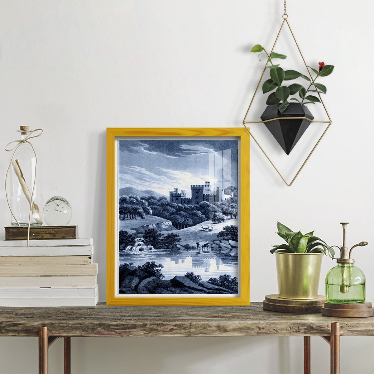 Estate View II -Framed Print w/glass-Sunflower Yellow