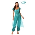 thumbnail image 3 of iiniim Women's Princess Cosplay Jumpsuit Belly Dance Romper with Headwear Halloween Costume Turquoise M, 3 of 7