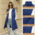 thumbnail image 4 of Women Long Puffer Vest Solid Color Full Zip Up Quilted Sleeveless Jacket Lightweight Winter Puffer Outerwear, 4 of 6