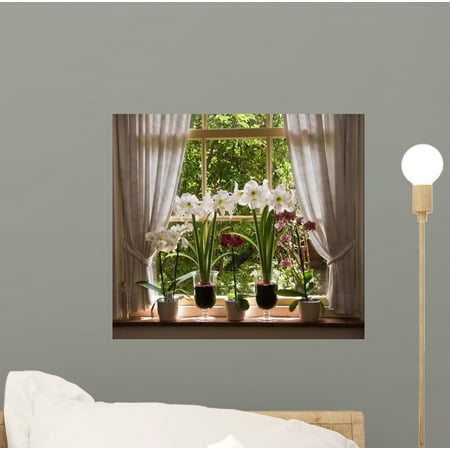 Floral Wall Murals Beautiful Floral Arrangement Window Wall Mural Decal Sticker, Wallmonkeys (12 in W x 11 in H) ()