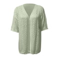 thumbnail image 4 of Swimsuit Coverup for Women Short Sleeve Lightweight Open Front Crochet Knit Kimono Cardigans Beach Cover Up, 4 of 5