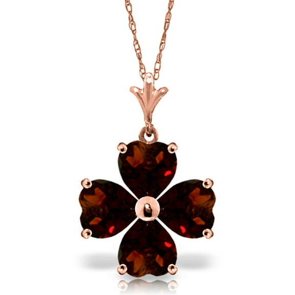Galaxy Gold 14K Solid Gold Natural Garnet Heart-Shaped Necklace for Women - Rose Gold Fine Jewelry
