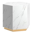 thumbnail image 2 of Weston Home Declan Hexagon Faux Marble End Table, White, 2 of 6