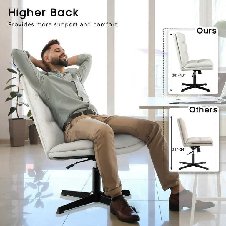 Waleaf High Back Armless Office Desk Chair No Wheels Wide Seat
