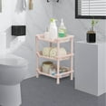 thumbnail image 2 of Harlier 3 Tier Plastic Storage Shelf Rack, 14.2-Inch Tall Floor Storage Shelving with Drainage Holes, Plastic Narrow Shelves for Small Space, Multipurpose Shelving Unit for Bathroom Kitchen, 2 of 6