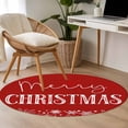 thumbnail image 5 of Red Merry Christmas Round Area Rug 4 FT, Non Slip Indoor Outdoor Rug, Xmas Winter Snowflake Red White Washable Soft Circular Carpet Non-Shedding Floor Mat for Coffee Table Nursery Foyer Balcony, 5 of 9