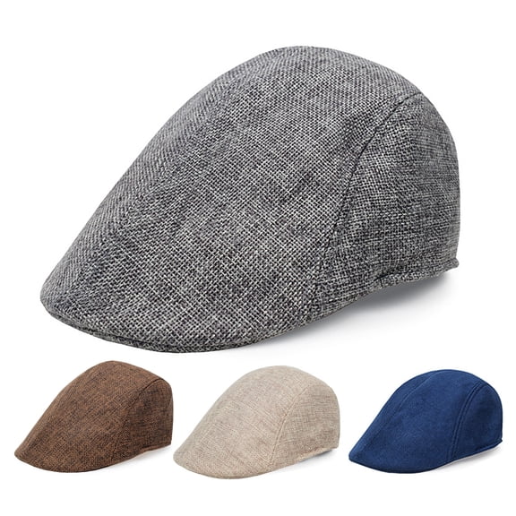 Joernso Men Retro Advanced Hat Solid Color Casual Portable Breathable Sun Anti UV Literary Newsboy Hat Forward Cap Beret