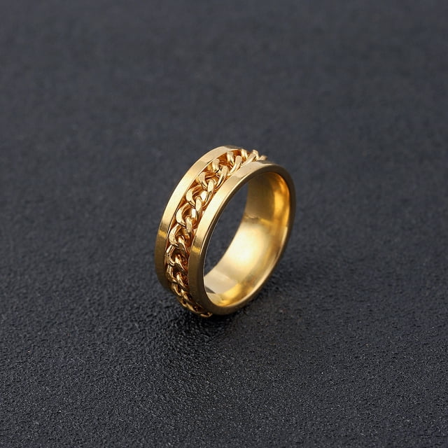 Anillo de botella abierta, anillo de cerveza abierto, anillo giratorio de descompresión, cadena giratoria para hombres, anillo de acero de titanio, joyería de acero inoxidable