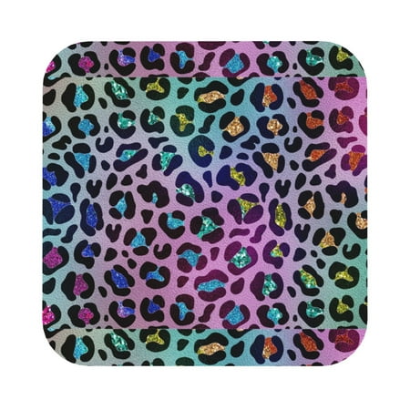 

Qekee Rainbow Animal Skin Print PU Leather Absorbent Coasters Leather Coasters Set for Cups Drinks 4 Coasters 6 Pcs for Coffee Bar Home Decor Square
