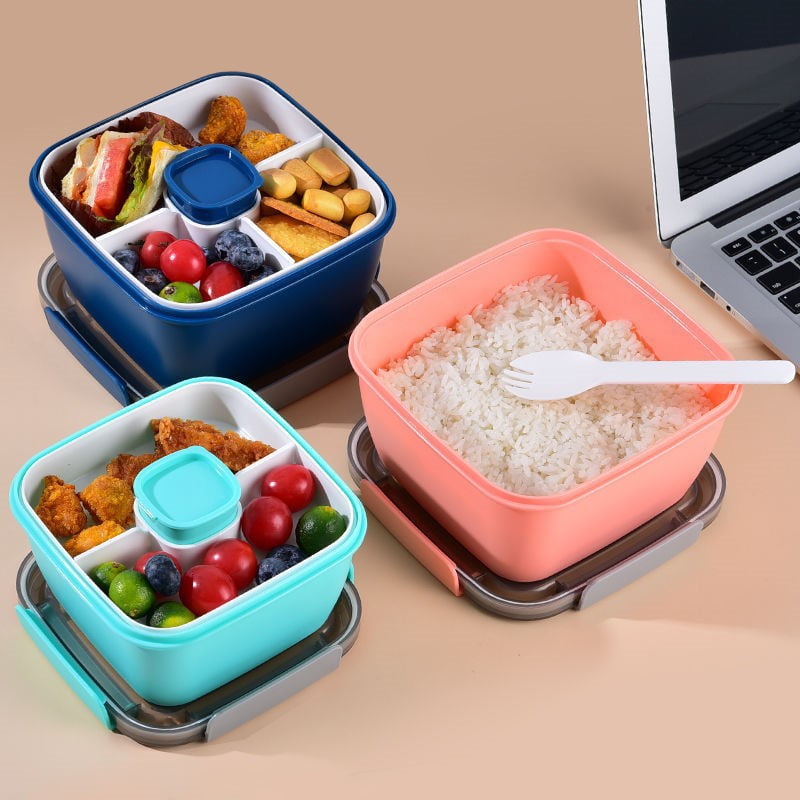 Homgreen Portable Salad Lunch Container - Salad Bowl - 2 Compartments with  Dressing Cup, Large Bento Boxes, Meal Prep to go Containers for Food Fruit  Snack 