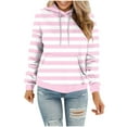 thumbnail image 3 of DDAPJ pyju Womens Fleece Hoodie Striped Hooded Sweatshirt Oversized Drawstring Pullover Hoodies Fashion Casual Hoody Tops Pink XXL, 3 of 6