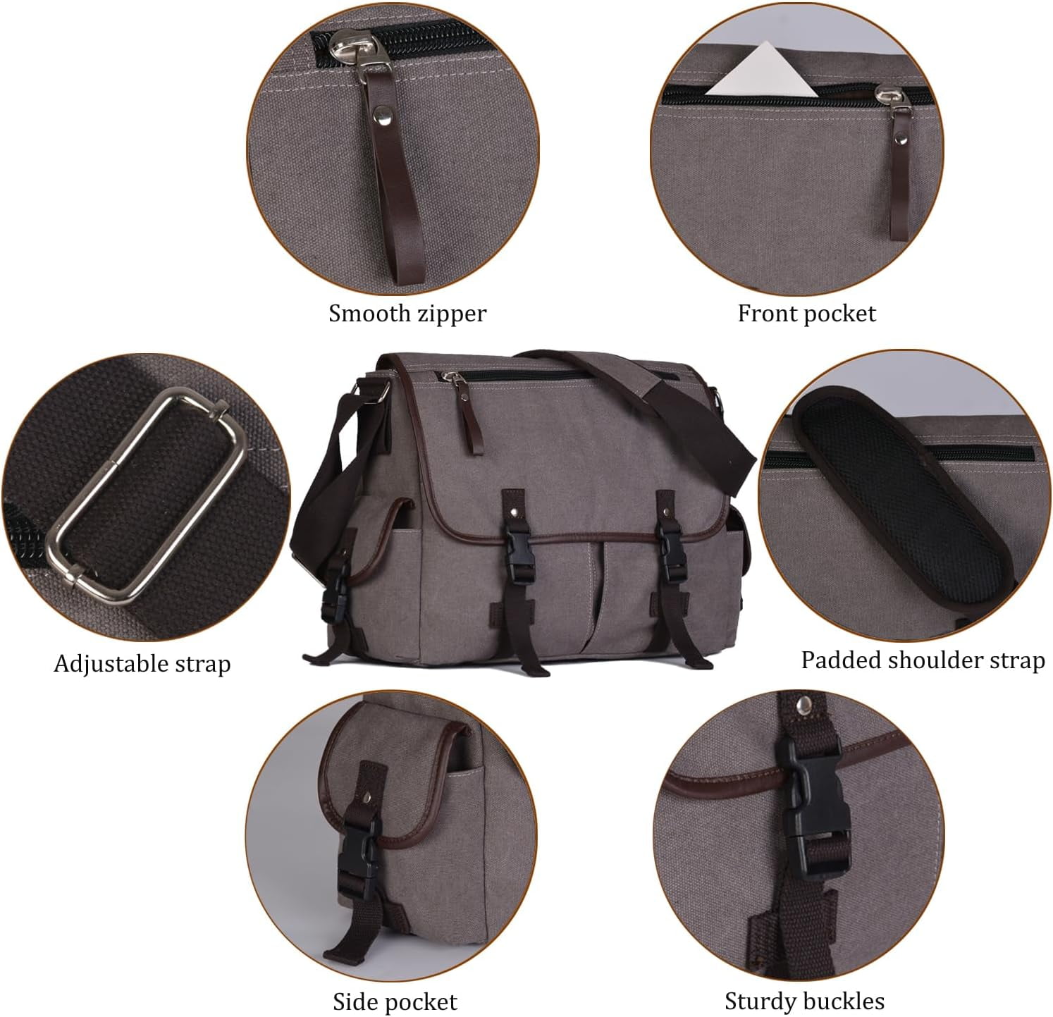 Vintage Canvas 15.6 inch Laptop Messenger Bag for Men Women, College Computer Satchel Shoulder Bag Travel Office Briefcases