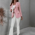 thumbnail image 4 of SWSMCLT Women's Fashion Crop Thin Casual Business Long Sleeve Blazer Soft Top Fall Fitted Winter Casual Blazer Jacket Pink Large, 4 of 4