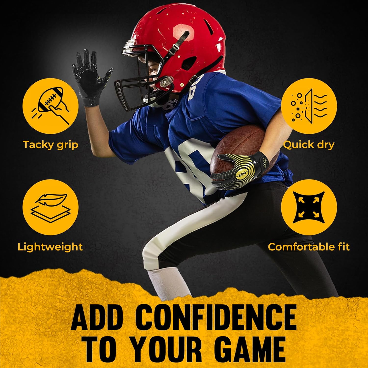 Youth Football Gloves, Kids Sticky Receiver Gloves,Super Grip Football Glove Best Gift for Boys,Girls