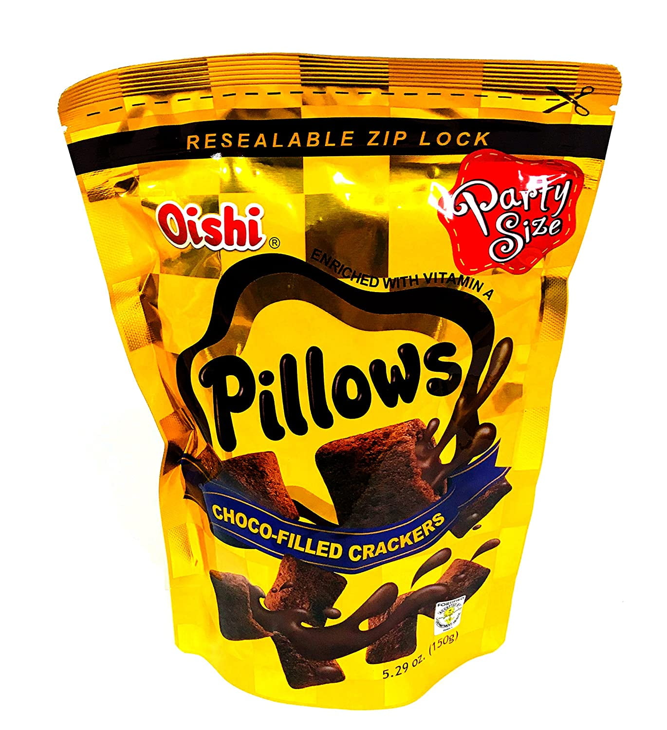 Oishi Pillows ChocoFilled Crackers, Party Size, 5.29 oz. Bags, (Pack