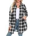 thumbnail image 3 of Cueply Womens Flannel Shirts Plaid Shacket Long Sleeve Button Down Collared Jacket Coats with Pockets, 3 of 6