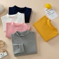 thumbnail image 6 of GYRATEDREAM Unisex Toddler Baby Solid Color Cotton Undershirt Boys Girls Long Sleeve Mock Turtleneck Blouses pullover Top Kids Bottom T-Shirt Basic Tees Plain Shirt for 2-14 Years, 6 of 7