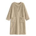 thumbnail image 4 of LEAVINGSUO Nightgowns for Women Plus Size Long Sleeve Pullover Winter Casual Nightgown long dress with plush fabric For Home Use Khaki M, 4 of 7