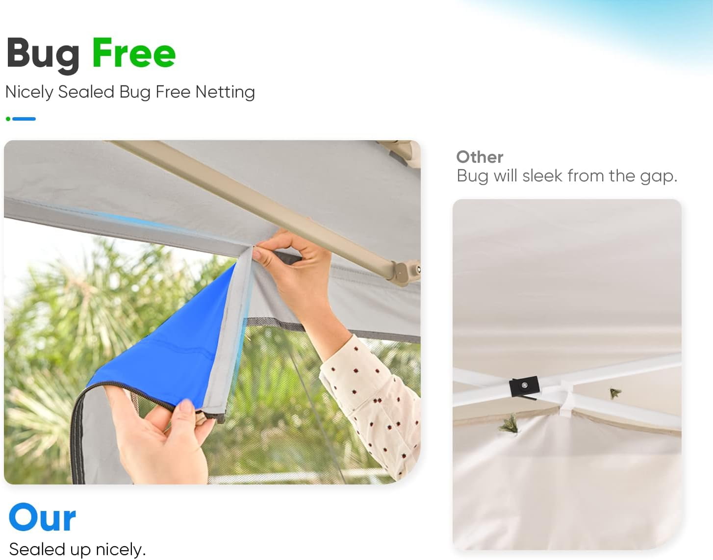 QuickTent メッシュサイドタープ ベージュ Quictent Waterproof 8x8 Pop Up Canopy Tent with Mesh Windows