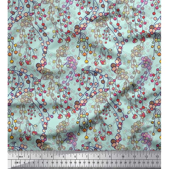 Soimoi Polyester Crepe Fabric Berries Artistic Print Fabric by Yard 52 Inch Wide