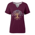 thumbnail image 5 of Trendfront Womens Tree Of Life Tops Graphic Print V Neck Casual Short Sleeve Loose Fit Tee Trendy Fashion T Shirts Pullover Daily Wear, 5 of 5