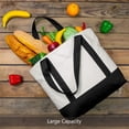 thumbnail image 4 of Stylish Canvas Tote Bag with an External Pocket, Top Zipper Closure, Daily Essentials (Black/Natural), 4 of 7